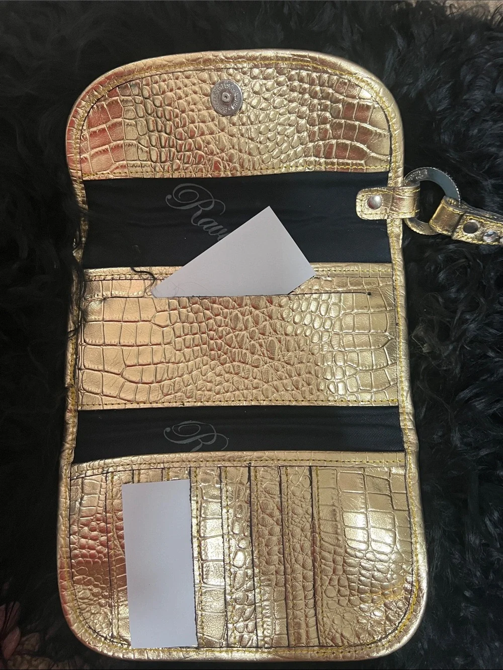 Raviani Gold Faux-Croc l tl with Crystal Heart
